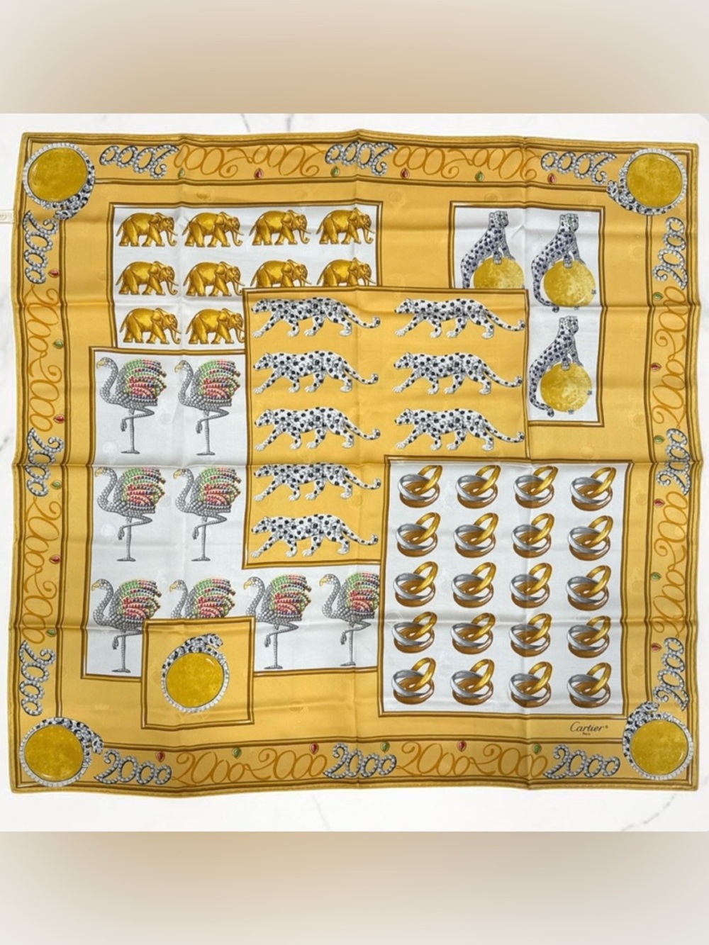 Authentic Cartier Millennium 2000 Silk Scarf Limited Edt. Y2K Collectible Rare